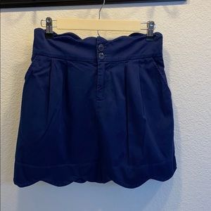 Navy Scalloped Skirt With Pockets